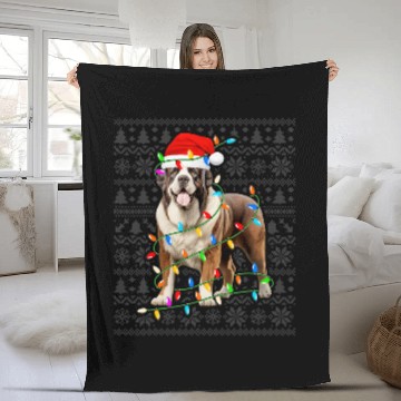 Discover Saint Bernard Wearing Santa Hat xmass Lights Ugly Christmas Baseball Tees Fleece Blankets