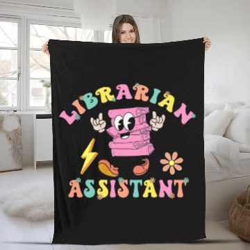 Discover Librarian Assistant Appreciation Library Book Reader Groovy Fleece Blankets