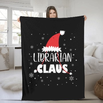 Discover Librarian Claus Santa Christmas Library Officer Baseball Tees Fleece Blankets