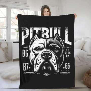 Discover Pitbull Dog Head Graphic Design in Monochrome Fleece Blankets