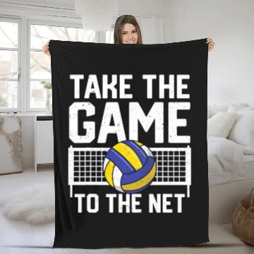 Discover Take The Game To The Net Funny Volleyball Player Setter Fleece Blankets