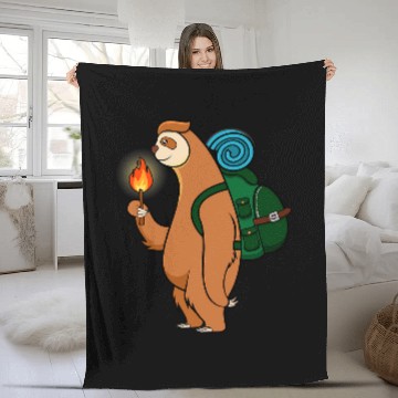 Discover Sloth Camping Wildlife Hiking Mountains Zip Fleece Blankets