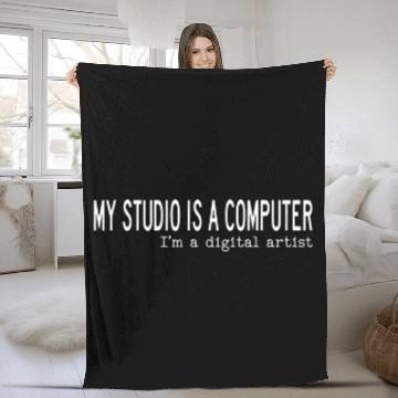 Discover My Studio is a Computer Im a digital artist Zip Fleece Blankets