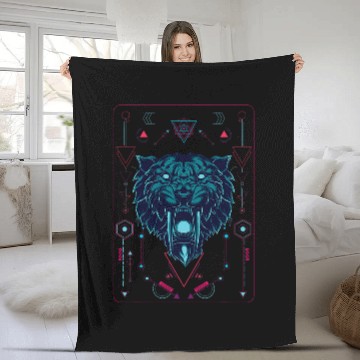 Discover Native American geometric animal sabertooth tiger Fleece Blankets