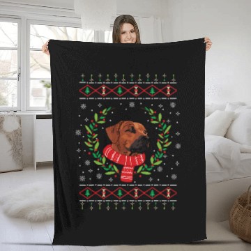 Discover Rhodesian Ridgeback Ugly X Mas Christmas Fleece Blankets