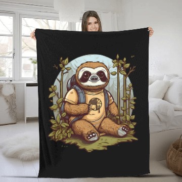 Discover Sloth Hiking And Camping Design Baseball Tees Fleece Blankets