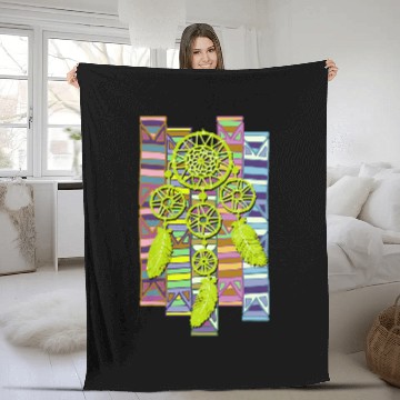 Discover Native American Dreamcatcher Border Elements 2 Fan Fun Fleece Blankets