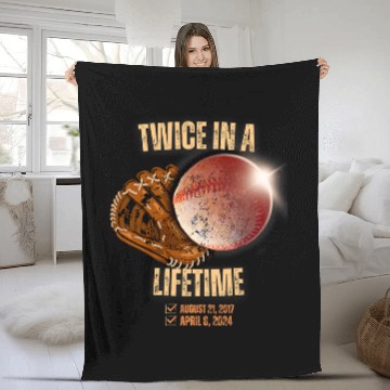 Discover Solar Eclipse Twice in Lifetime 2024 Solar Eclipse baseball Fleece Blankets