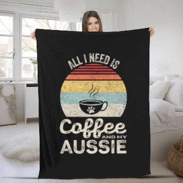 Discover Retro All I Need Is Coffee And My Aussie Australian Shepherd Baseball Tees Fleece Blankets