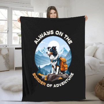 Discover Hiking Dog Border Collie Adventure Mountain Explorer Baseball Tees Fleece Blankets