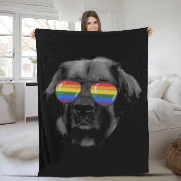 Discover Pride Month leonberger Rainbow Flag Fleece Blankets