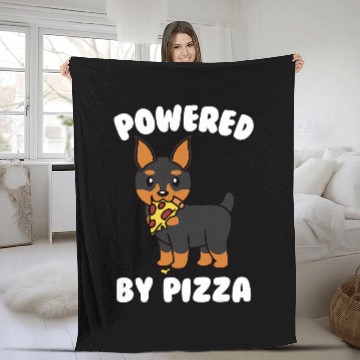 Discover Powered By Pizza Miniature Pinscher Dog Fleece Blankets