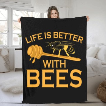 Discover Life Is Better With Bees Beekeeper Beekeeping Zip Fleece Blankets