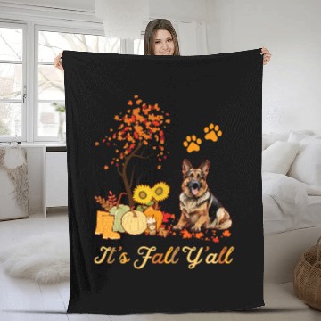 Discover German Shepherd Fall Leaves Autumn Maple Tree Thanksgiving Baseball Tees Fleece Blankets