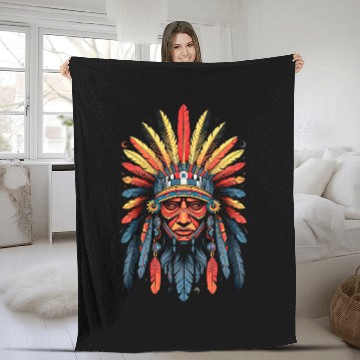 Discover Native American Indian Design Warrior Native American 5 Baseball Tees Fleece Blankets