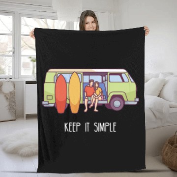 Discover Keep It Simple I Camping Van Campsite Motif Baseball Tees Fleece Blankets