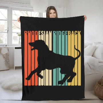 Discover Rhodesian Ridgeback Retro 1970s Dog Silhouette Fleece Blankets