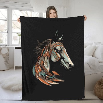 Discover Native American Horse Totem Baseball Tees Fleece Blankets