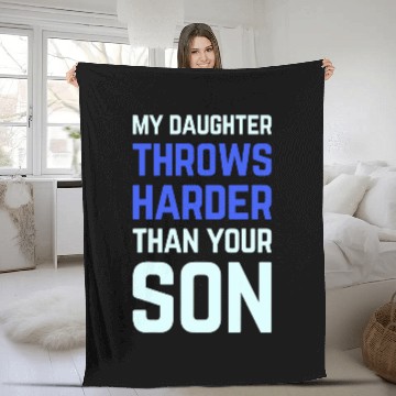 Discover my daughter throws harder than your son funny softball dad 2 Baseball Tees Fleece Blankets