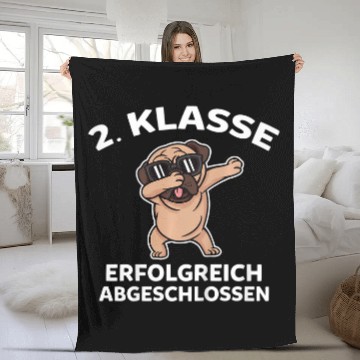 Discover Kids 2  Class Dog Pug School Child Second Class Primary School Fleece Blankets