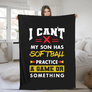 Discover Son Has Softball Practice Funny Parents Humor Mom Dad Baseball Tees Fleece Blankets
