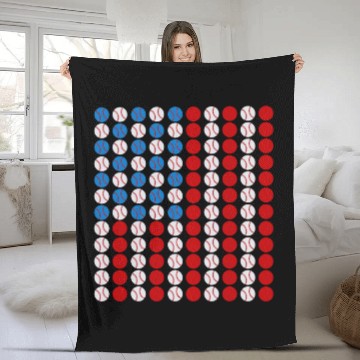 Discover Baseball USA Flag American Flag 1 Baseball Tees Fleece Blankets