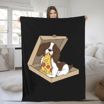 Discover Pizza Springer Spaniel English Dog Fleece Blankets