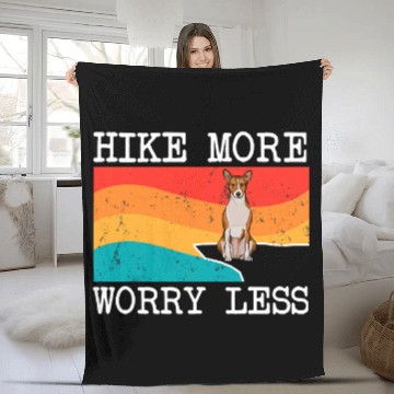 Discover Hike More Worry Less Basenji Graphic Hiking Fleece Blankets