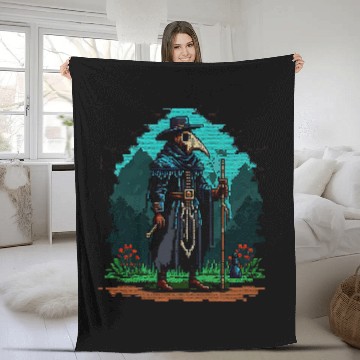 Discover Pixelated 16 Bit Digitized Plague Doctor Retro vintages Pixel 2 Fleece Blankets