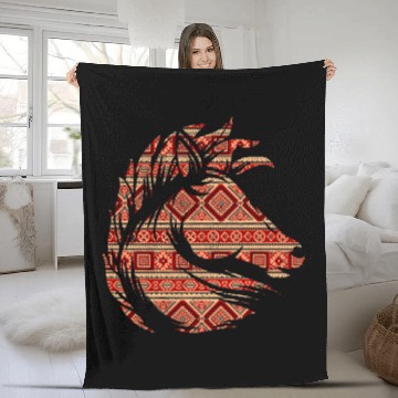Discover Native American Geometric Horse 1 Fleece Blankets