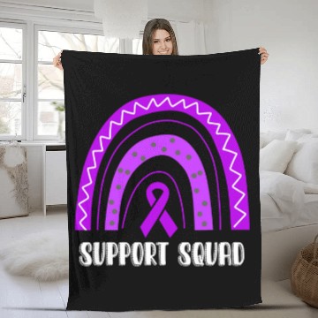 Discover Support Squad Purple Rainbow Ribbon Epilepsy Awareness Fleece Blankets