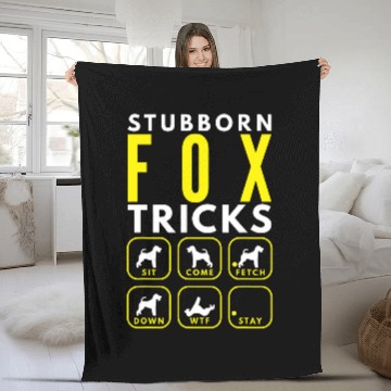 Discover Stubborn Fox Terrier Tricks Dog Training Fleece Blankets
