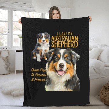 Discover I Love My Australian Shepherd Zip Fleece Blankets