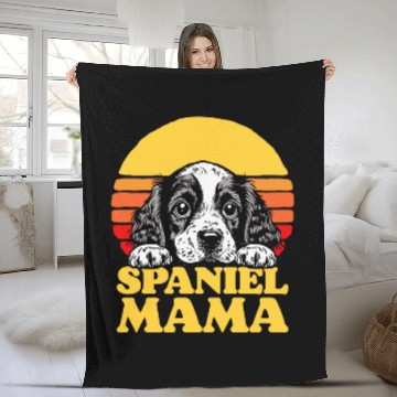 Discover Spaniel Mama Cute English Cocker Spaniel Puppy Mom Retro Baseball Tees Fleece Blankets