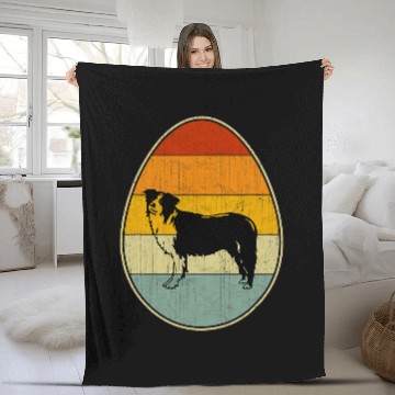 Discover Retro Style Easter Egg Graphic Easter Day Border Collie Dog Fleece Blankets