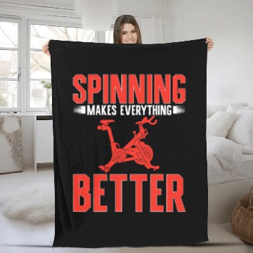Discover Spinning Makes Everything Better Spin Class Indoor Cycling Fleece Blankets