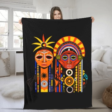 Discover Native American Moon and Sun Guidance Shamen Zip Fleece Blankets