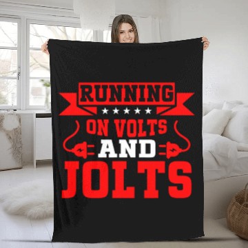 Discover Running on Volts and Jolts Electrician Baseball Tees Fleece Blankets