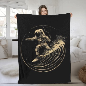 Discover Surfing Astronaut funny design Fleece Blankets