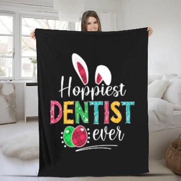 Discover Hoppiest dentists Ever Bunny Ears buffalo plaids Easter Fleece Blankets