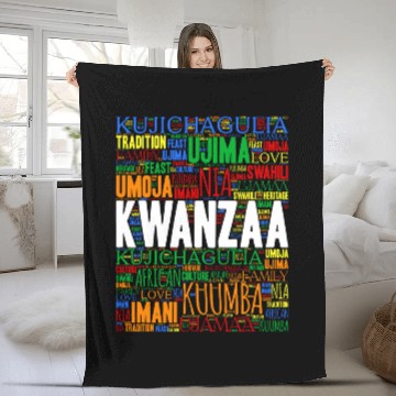 Discover Kwanzaa 7 Principles Word Art Fleece Blankets