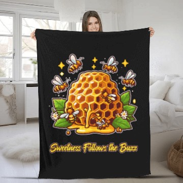 Discover Sweetness Follows the Buzz Sweet Wisdom Beekeeping Zip Fleece Blankets