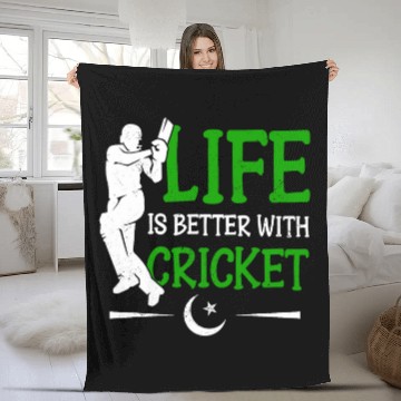 Discover Life Is Better With Cricket Cricketer Cricket Player Baseball Tees Fleece Blankets