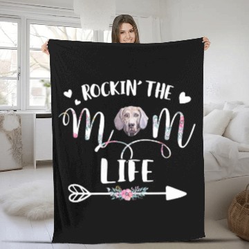 Discover Weimaraner Rockin the Mom Live Fleece Blankets