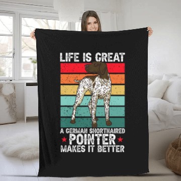 Discover Life Is Great A German Shorthaired Pointer Makes It Better Baseball Tees Fleece Blankets