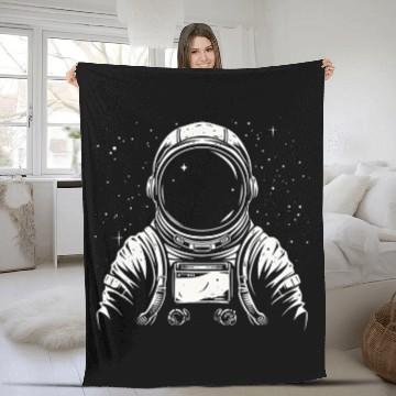 Discover Space Explorer Minimalist Astronaut Fleece Blankets