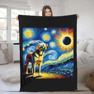 Discover Labrador Retriever Solar Eclipse 2024 Van Gogh Starry Night Baseball Tees Fleece Blankets