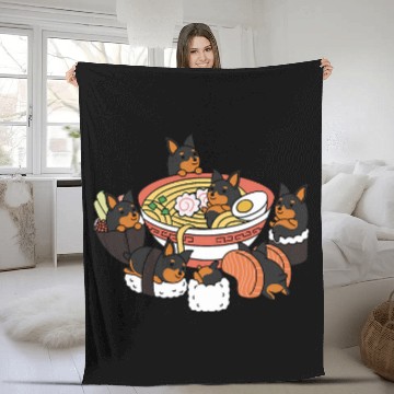 Discover Ramen Sushi Miniature Pinscher Dog Fleece Blankets
