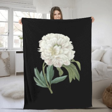 Discover PierreJosephRedoute White Peony Paint Flower Gardener Fleece Blankets