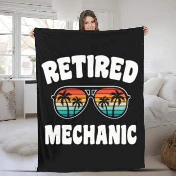 Discover Retired Mechanic Funny Retirement Congratulations Baseball Tees Fleece Blankets